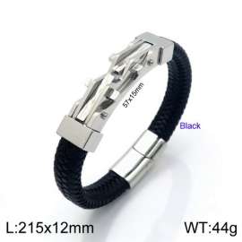 Stainless Steel Leather Bracelet