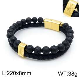 Stainless Steel Leather Bracelet