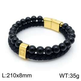 Stainless Steel Leather Bracelet