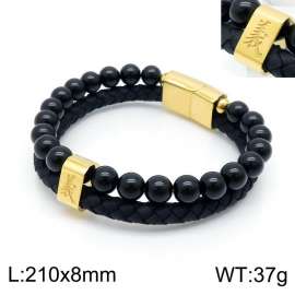 Stainless Steel Leather Bracelet