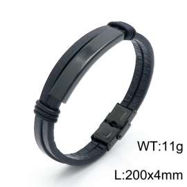 Stainless Steel Leather Bracelet