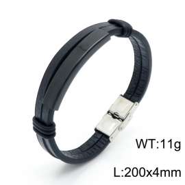 Stainless Steel Leather Bracelet