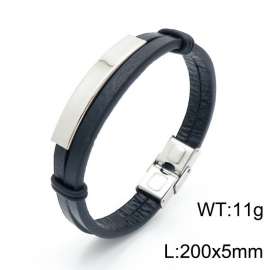 Stainless Steel Leather Bracelet