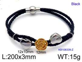 Stainless Steel Leather Bracelet