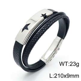 Stainless Steel Leather Bracelet