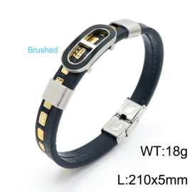 Stainless Steel Leather Bracelet