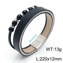 Stainless Steel Leather Bracelet