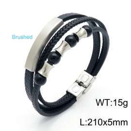 Stainless Steel Leather Bracelet