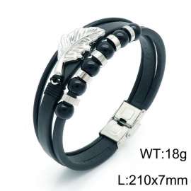 Stainless Steel Leather Bracelet