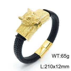 Stainless Steel Leather Bracelet