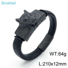 Stainless Steel Leather Bracelet