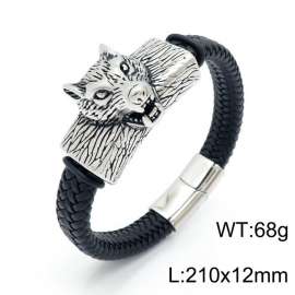 Stainless Steel Leather Bracelet