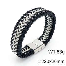 Stainless Steel Leather Bracelet