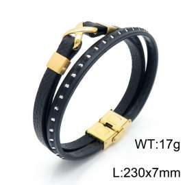 Stainless Steel Leather Bracelet