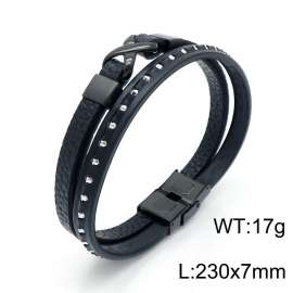 Stainless Steel Leather Bracelet