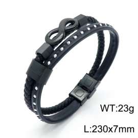 Stainless Steel Leather Bracelet