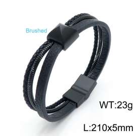 Stainless Steel Leather Bracelet