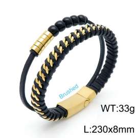 Stainless Steel Leather Bracelet