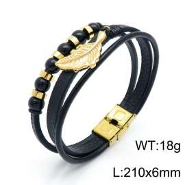 Stainless Steel Leather Bracelet