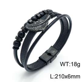 Stainless Steel Leather Bracelet