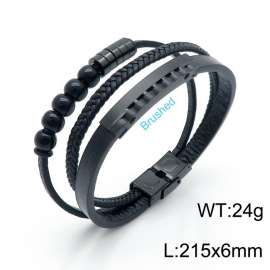 Stainless Steel Leather Bracelet