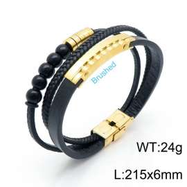 Stainless Steel Leather Bracelet