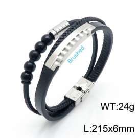 Stainless Steel Leather Bracelet