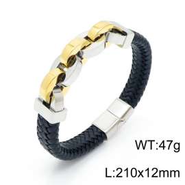 Stainless Steel Leather Bracelet