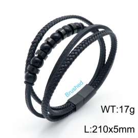 Stainless Steel Leather Bracelet