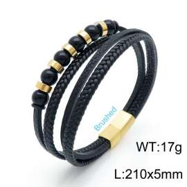 Stainless Steel Leather Bracelet