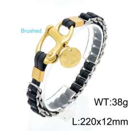 Stainless Steel Leather Bracelet