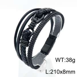 Stainless Steel Leather Bracelet