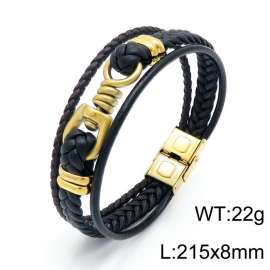 Stainless Steel Leather Bracelet