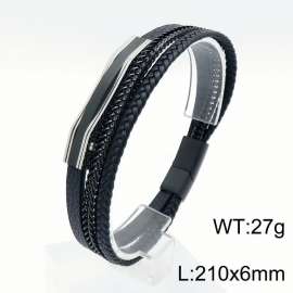 Stainless Steel Leather Bracelet