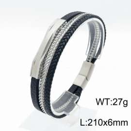 Stainless Steel Leather Bracelet