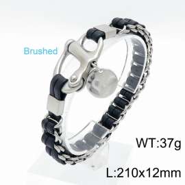 Stainless Steel Leather Bracelet