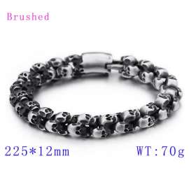 Punk Skull Bracelets Men Stainless Steel Shiny Matte Skull Charm Link Chain Brecelets Male Gothic Jewelry