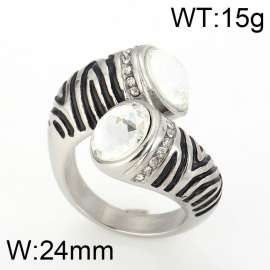 Stainless Steel Stone&Crystal Ring