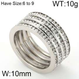 Stainless Steel Stone&Crystal Ring