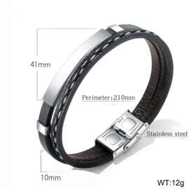 Stainless Steel Leather Bracelet