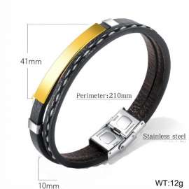 Stainless Steel Leather Bracelet