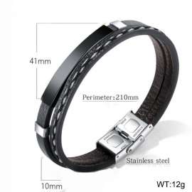 Stainless Steel Leather Bracelet