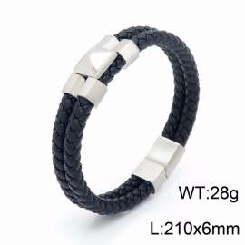 Stainless Steel Leather Bracelet