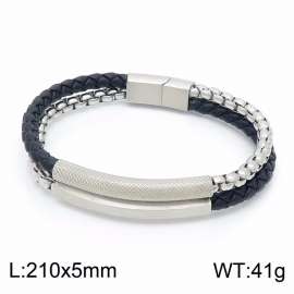 Stainless Steel Leather Bracelet