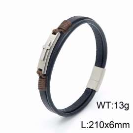 Stainless Steel Leather Bracelet