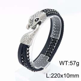 Stainless Steel Leather Bracelet