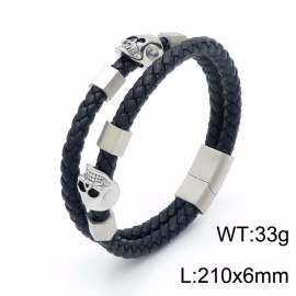 Stainless Steel Leather Bracelet