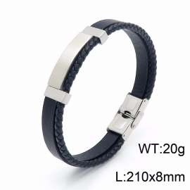 Stainless Steel Leather Bracelet