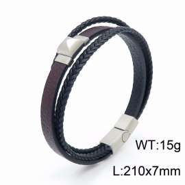 Stainless Steel Leather Bracelet