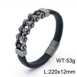 Stainless Steel Leather Bracelet